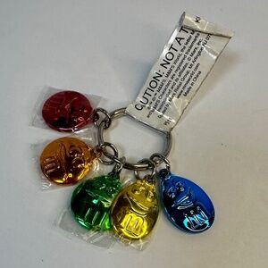 M&M’s World Metallic Big Face Multi Color Charm Keychain New With Tag